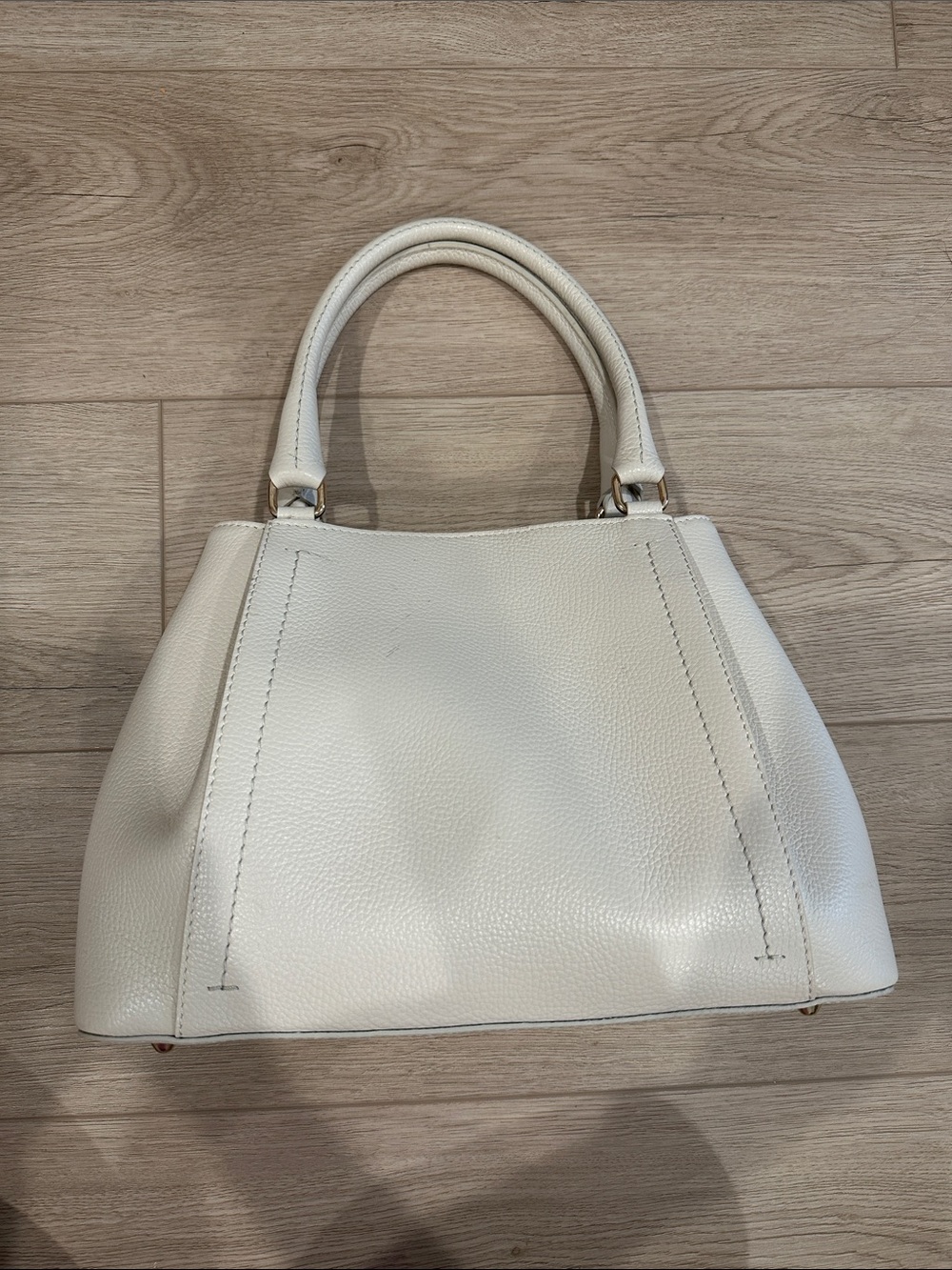Divina Firenze Ivory Pebbled Leather Satchel Handbag